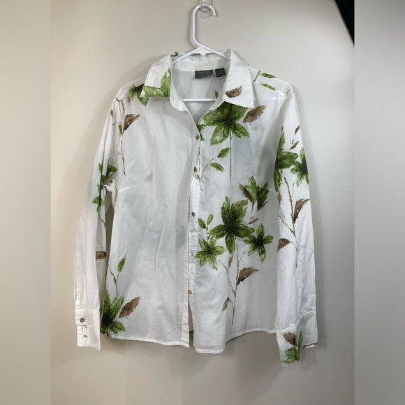 Floral Button-Up Shirt Cotton Women's Additions by Chico's Size 3 - Picture 1 of 16